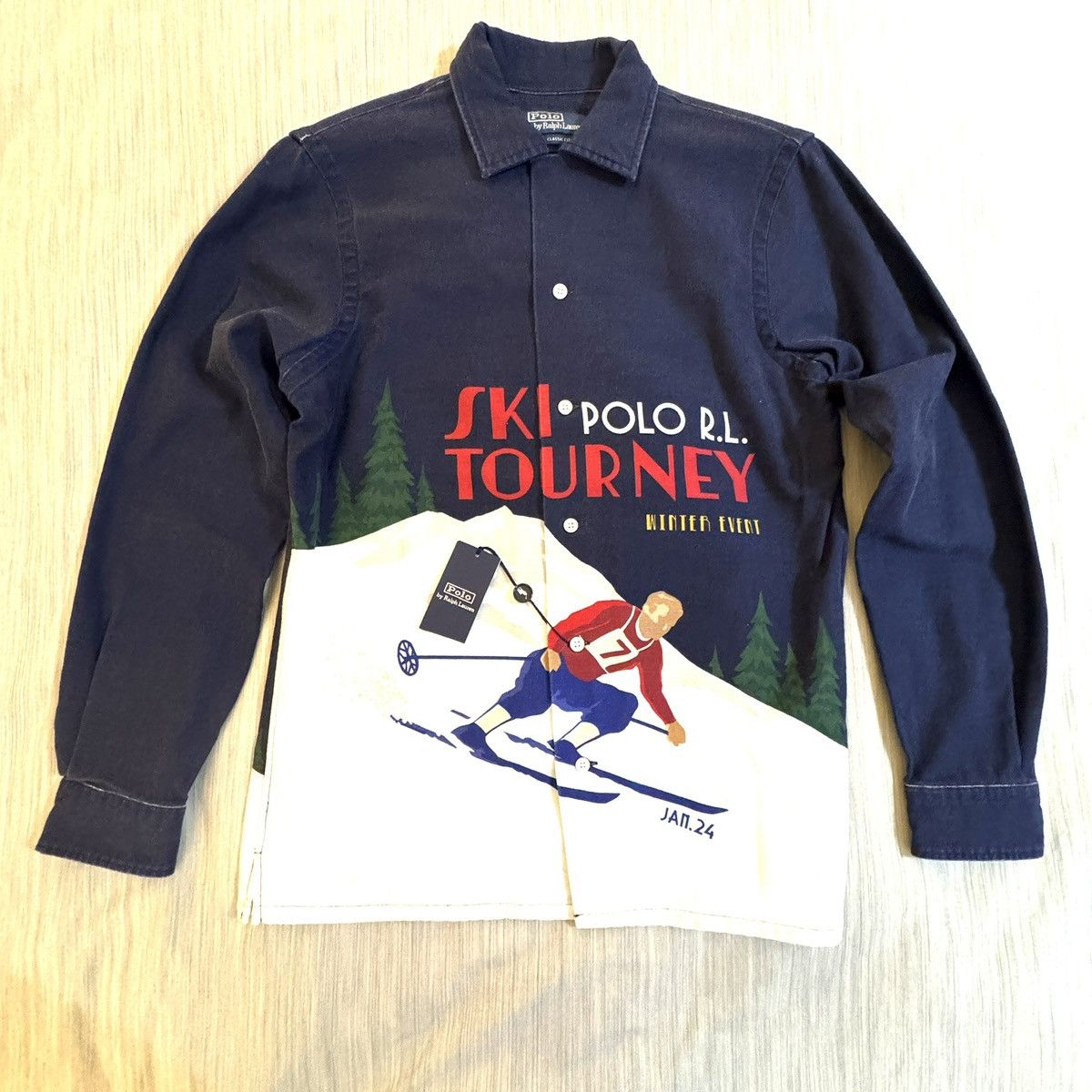 Polo Ralph Lauren Classic Fit Ski Print Art Camp Shirt