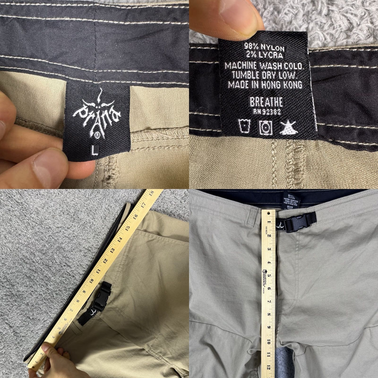 Prana VINTAGE Prana Pants Mens L Belted Hike Climbing Cargo Y2K Roll Tab Legs Gorpcore Pants Mens L Beige Nylon Lycra Cargo Pocket 90s Mens Size US 33 - 8 Thumbnail