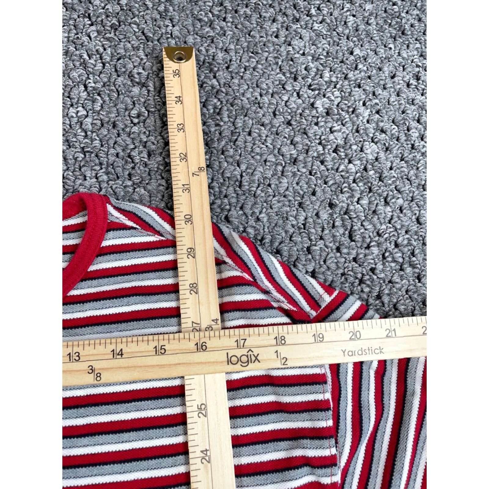 Ralph Lauren VINTAGE Chaps Ralph Lauren Striped T-Shirt Mens XL Red Gray Pique Cotton Preppy Embroidered Size US XL / EU 56 / 4 - 7 Thumbnail