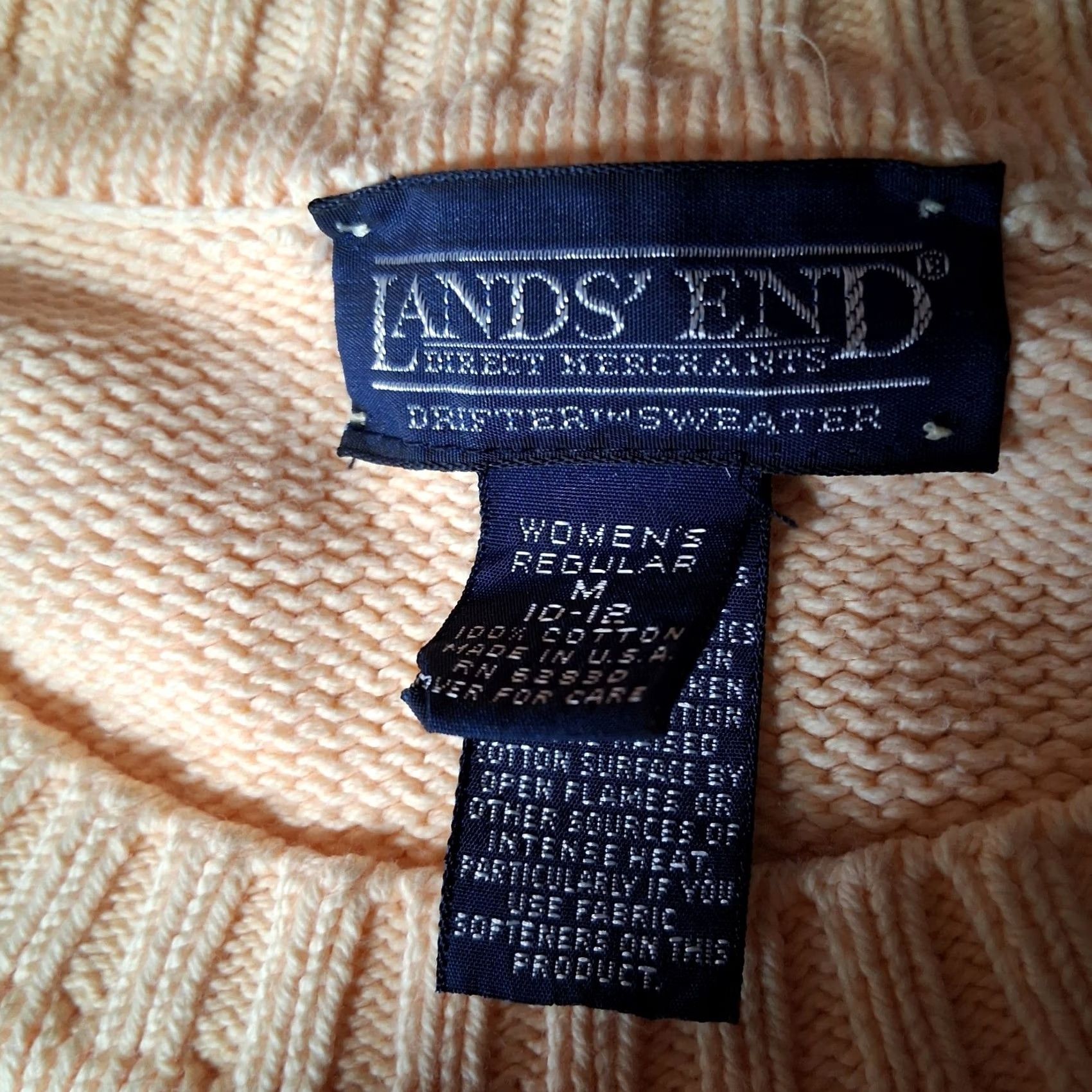 Lands' End VINTAGE Lands' End Sweater Women Medium Yellow Crewneck Pullover Classic Cotton USA Size M / US 6-8 / IT 42-44 - 6 Thumbnail