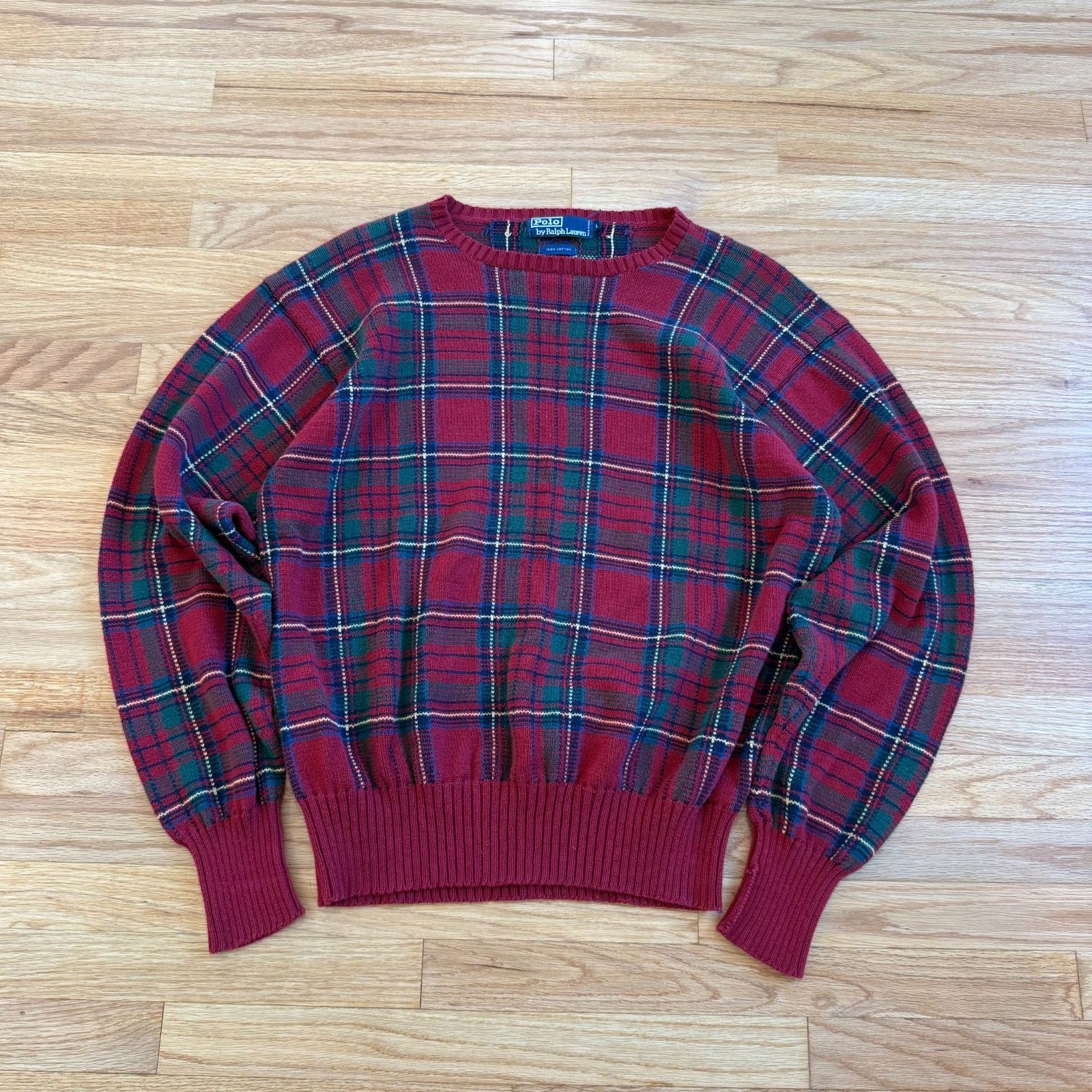 Polo Ralph Lauren Vintage Polo Ralph Lauren Cotton Plaid Sweater Size US M / EU 48-50 / 2 - 1 Thumbnail