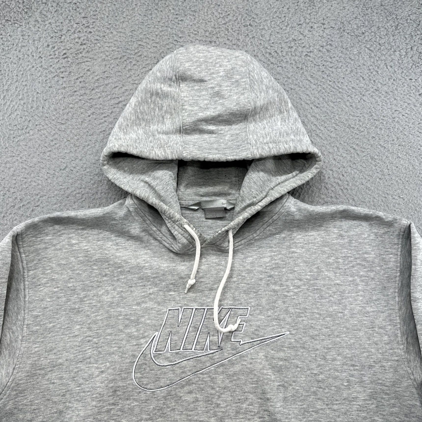 Nike VINTAGE Nike Hoodie Men L Gray 90s Logo Spell Out Embroidered Swoosh Pockets Crew Neck Knit Cotton Blend Sweatshirt Sweatshirt Size US L / EU 52-54 / 3 - 2 Thumbnail