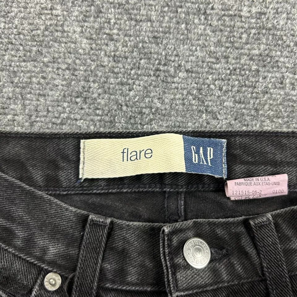 Gap × Vintage Gap Jeans Women 1 X-Short Flare Denim Charcoal Wash Y2K Size 26" / US 2 / IT 38 - 7 Thumbnail