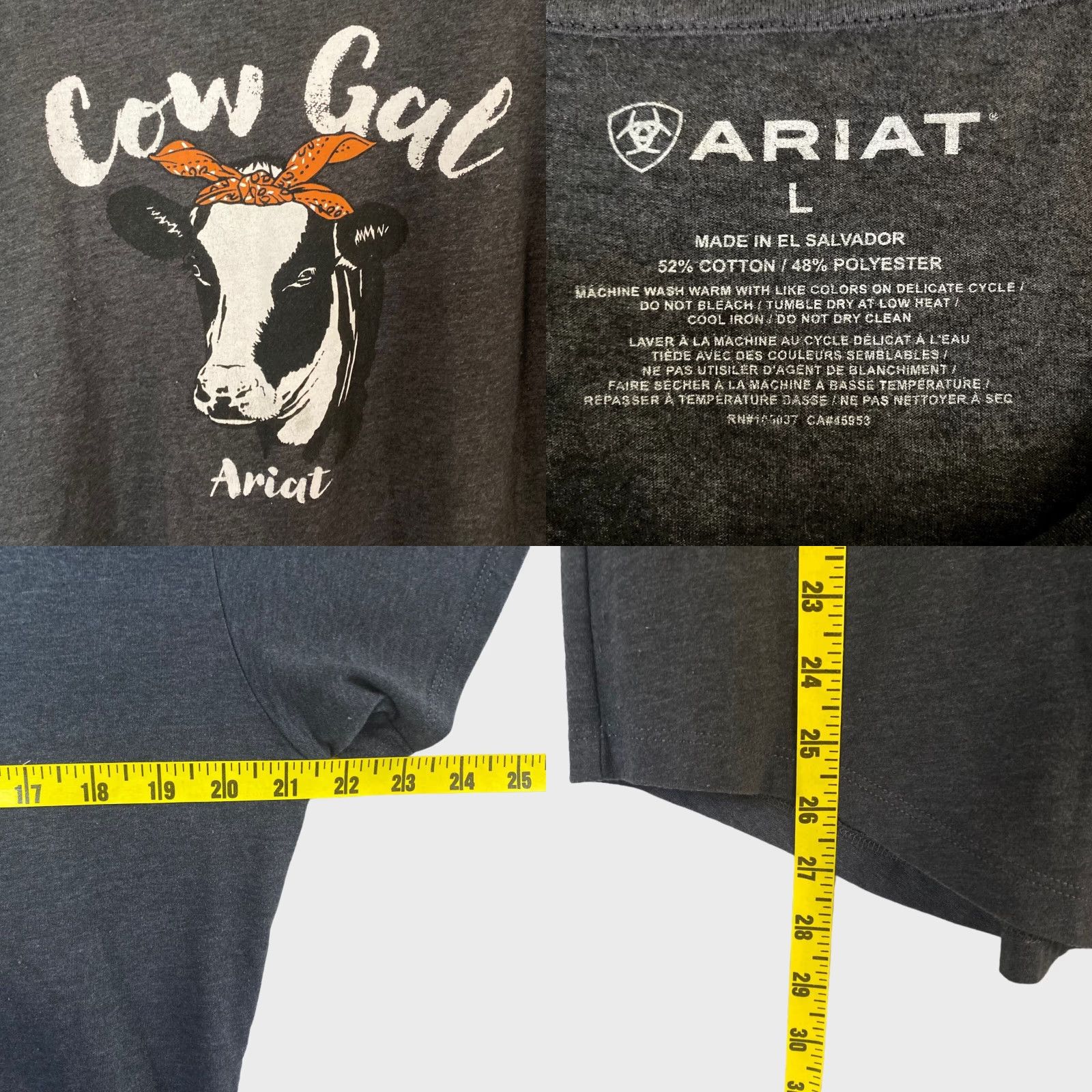 Ariat VINTAGE Ariat Cow Gal Graphic T Shirt Charcoal Gray Short Sleeve Womens Large L Woman T-Shirt Gray Cotton Blend Short Sleeve Gal Graphic Size L / US 10 / IT 46 - 8 Thumbnail