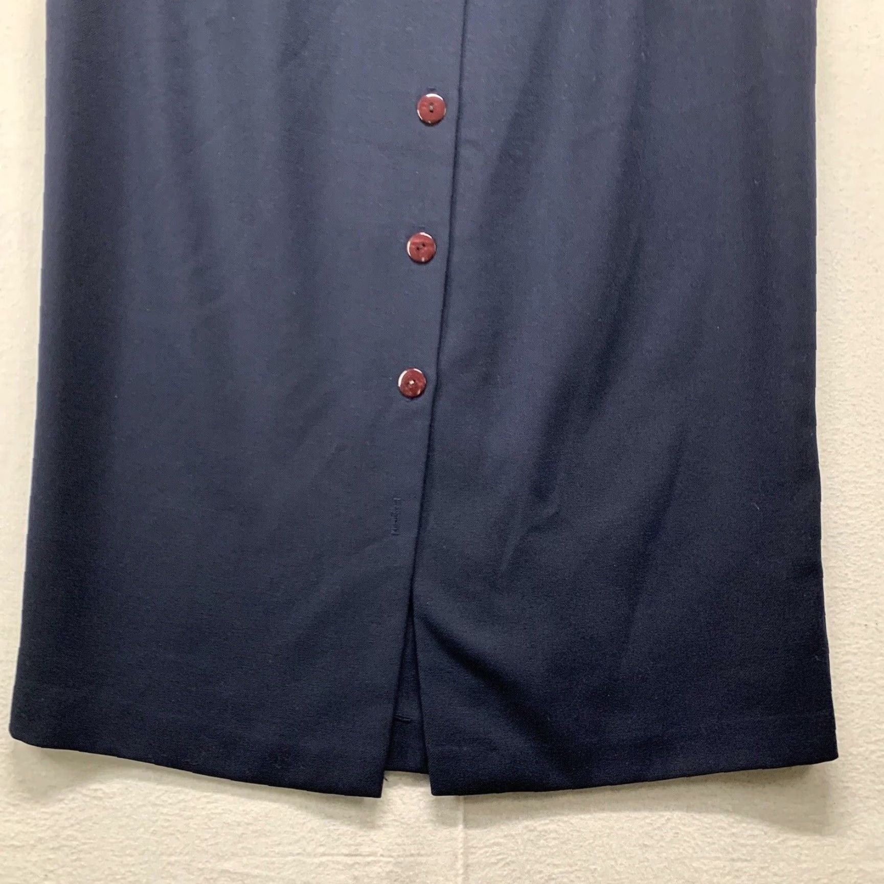 Vintage Womens Christy Girl Vintage Skirt Made USA Navy Blue Button Petite 12P Knee Length Tailored Pants No, sorry Size 34" / US 12 / IT 48 - 2 Thumbnail