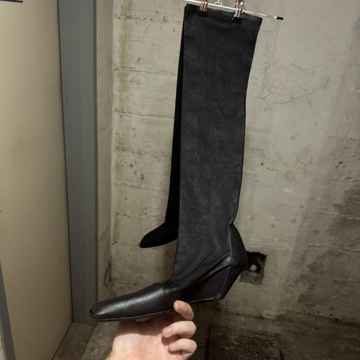 Rick Owens Rick owens lamb leather wedge boots socks long black Size US 7 / IT 37 - 3 Thumbnail