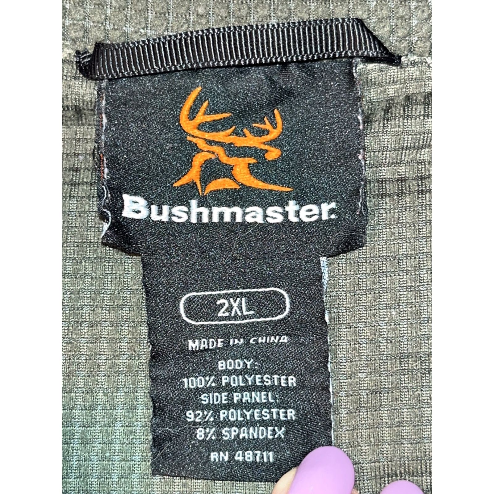 Olive Bushmaster 2XL Shirt Olive Green Thermal Knit 1/2 Zip Camo Long Sleeve Hunting Mens Shirt Size US XXL / EU 58 / 5 - 3 Thumbnail