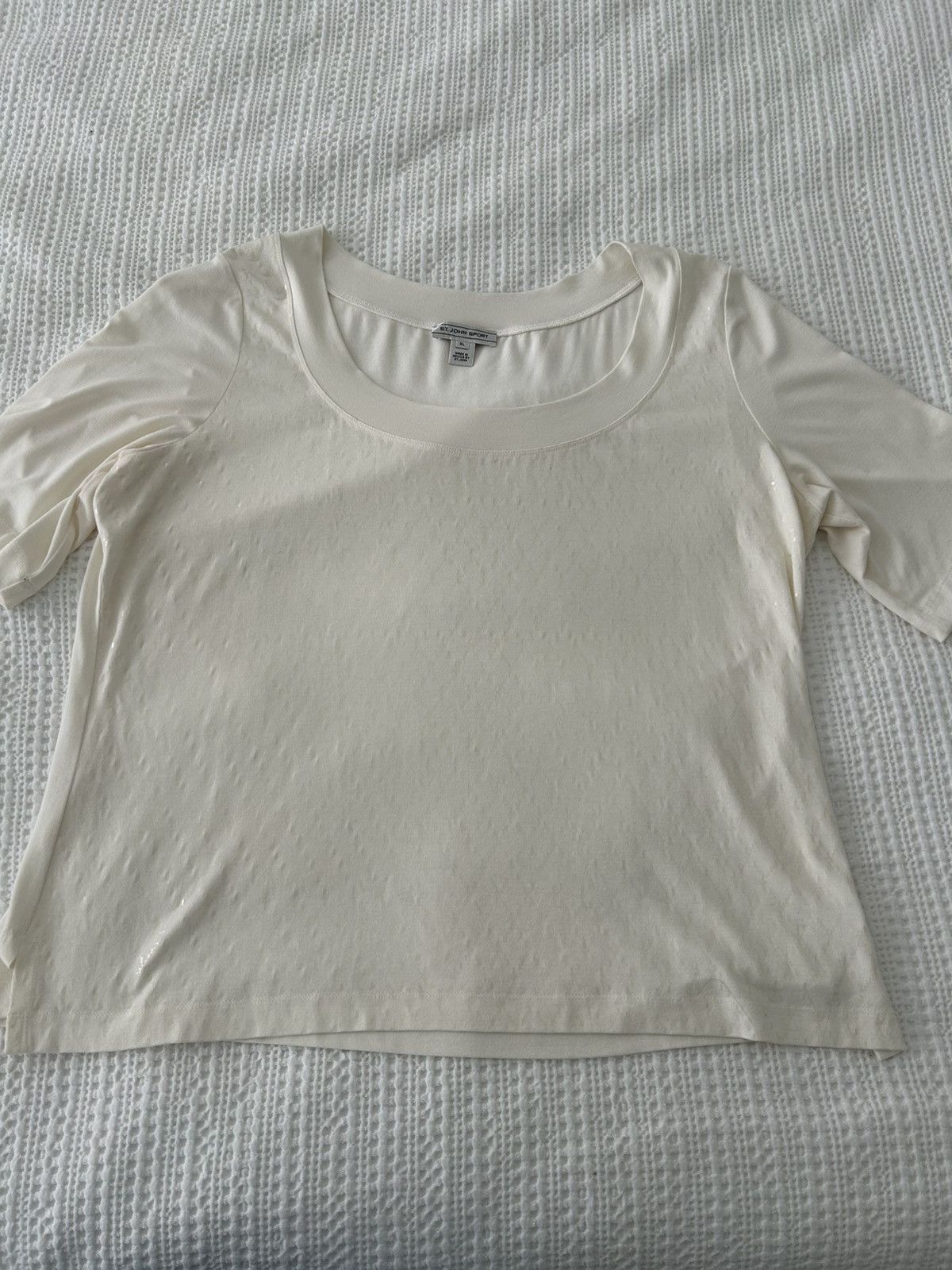 St. John St John Sport Wide Neck Top in Cream Size XL / US 12-14 / IT 48-50 - 1 Thumbnail