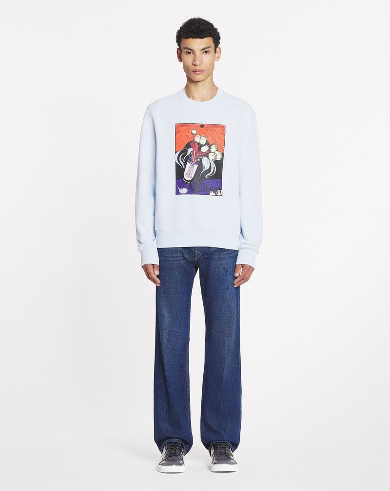 Lanvin oc11z0426 Printed Sweatshirt in Light Blue Size US XL / EU 56 / 4 - 4 Thumbnail