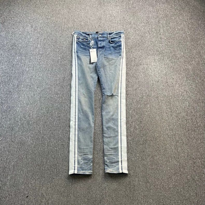 Amiri Amiri Blue striped denim pants Size US 33 - 1 Thumbnail