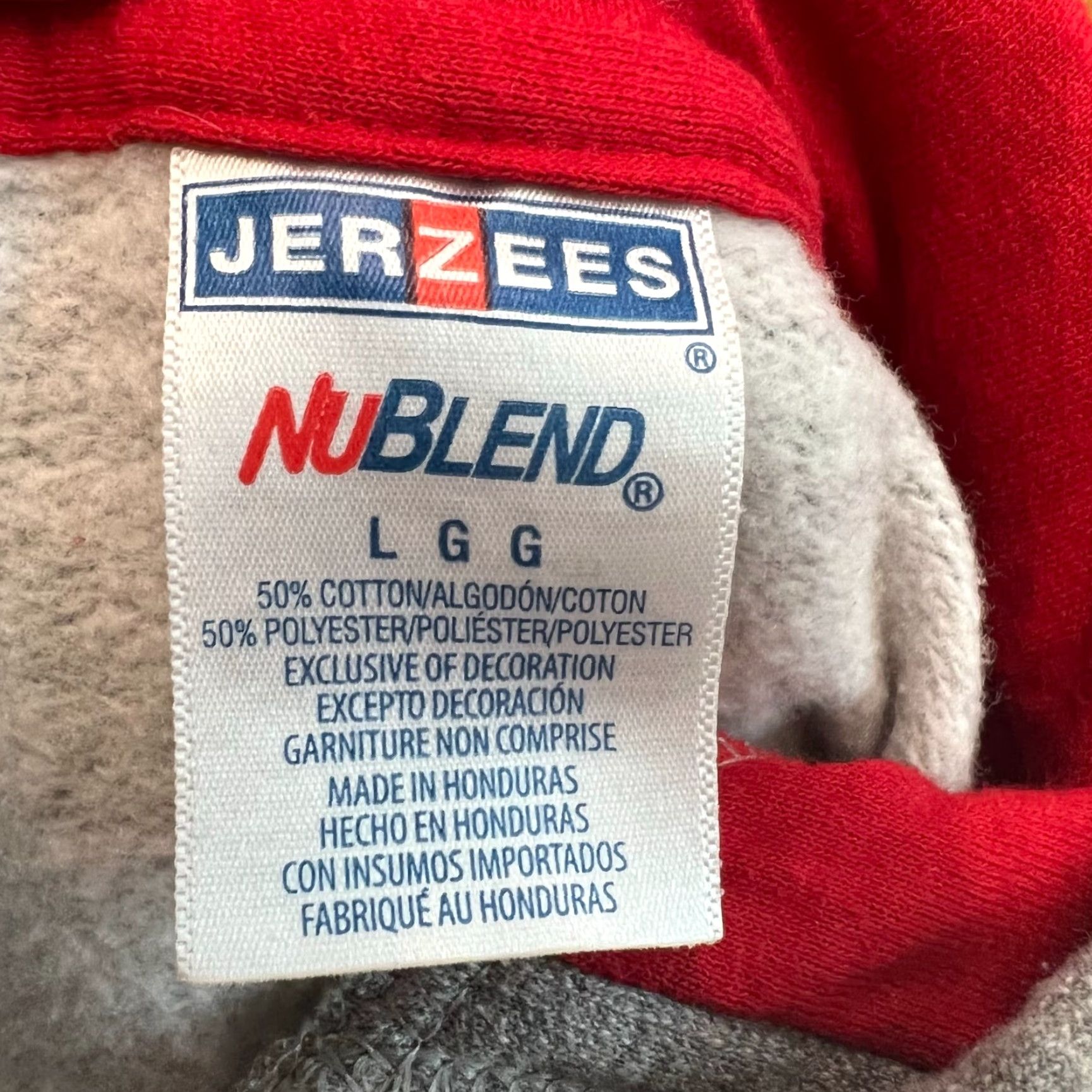 Jerzees OPPAI Jerzees Hoodie Mens L Gray Red Long Sleeve Pullover Sweatshirt 50/50 100% Genuine US Seller Size US L / EU 52-54 / 3 - 5 Thumbnail