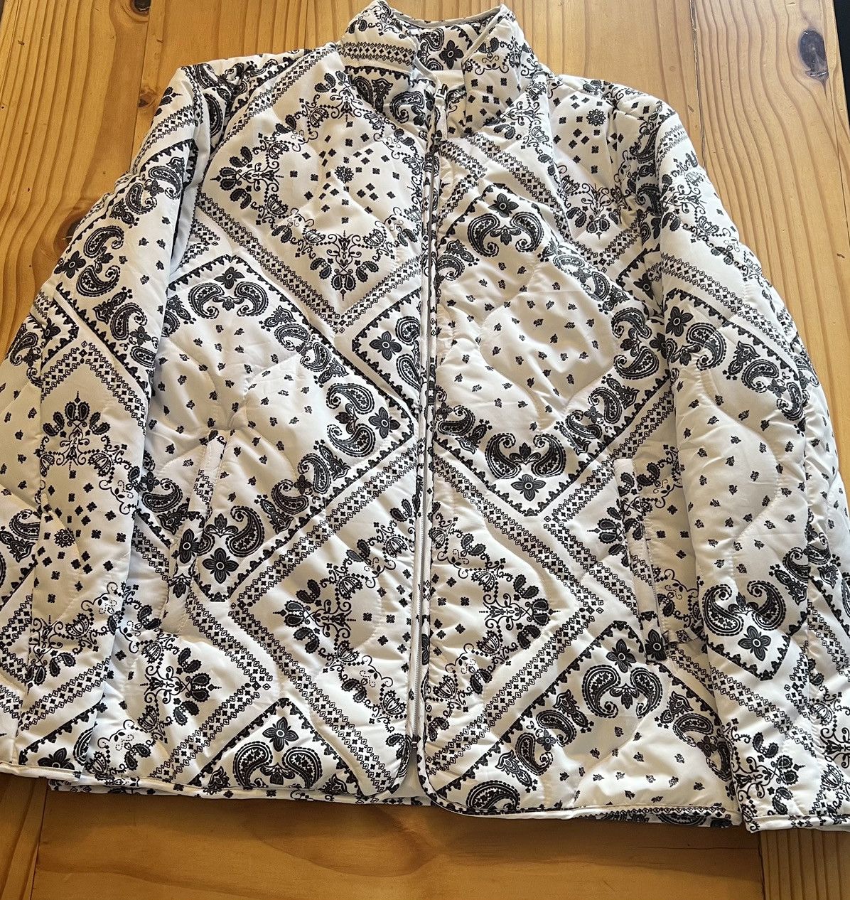 YTG paisley print puffer jacket white