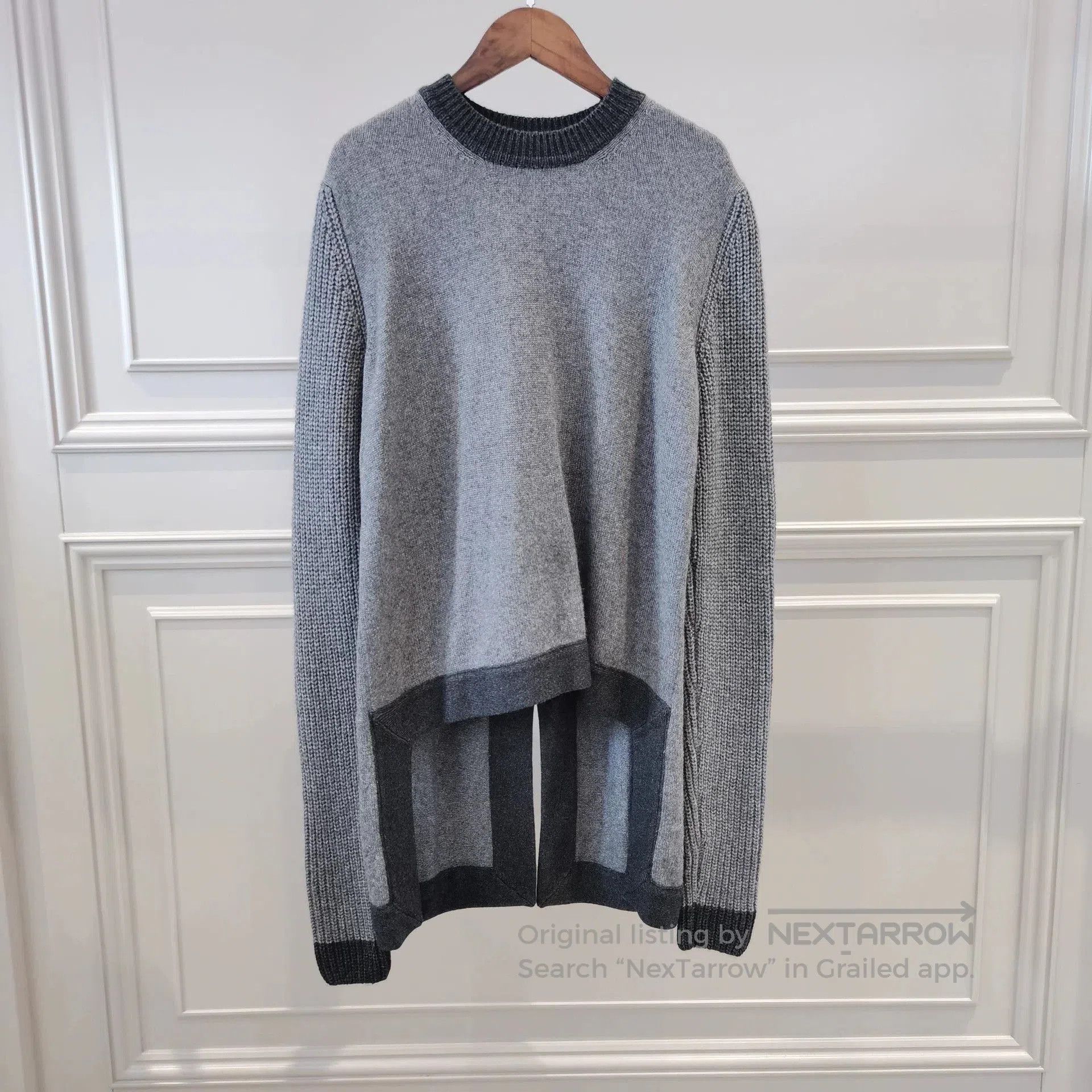 Givenchy Givenchy Gray Asymmetric Hem Crewneck Sweater. Size US S / EU 44-46 / 1 - 1 Thumbnail