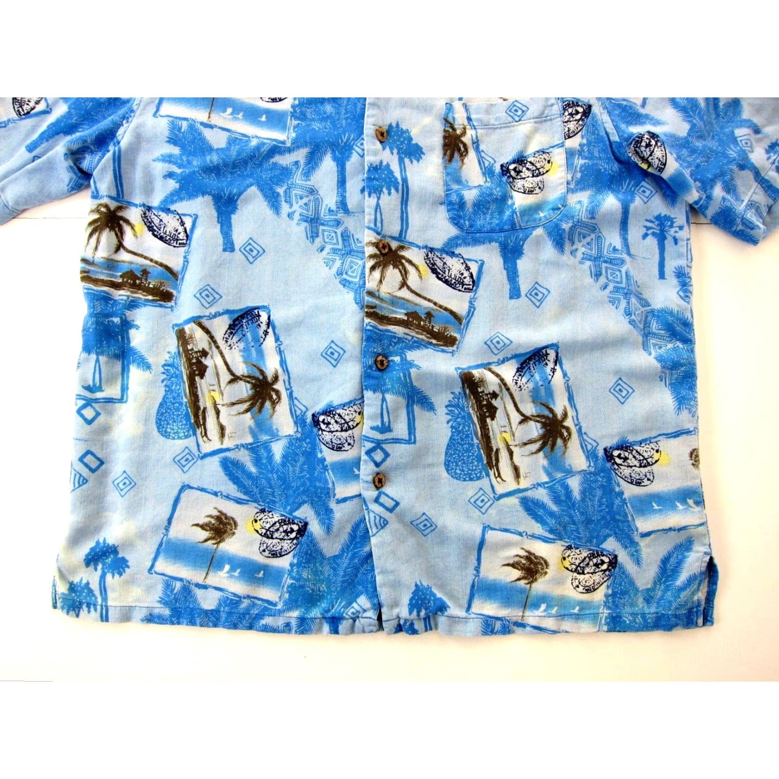 Vintage Vtg Island Republic Silk Blue Floral Hawaiian Button Short Sleeve Shirt Men L Size US L / EU 52-54 / 3 - 6 Thumbnail