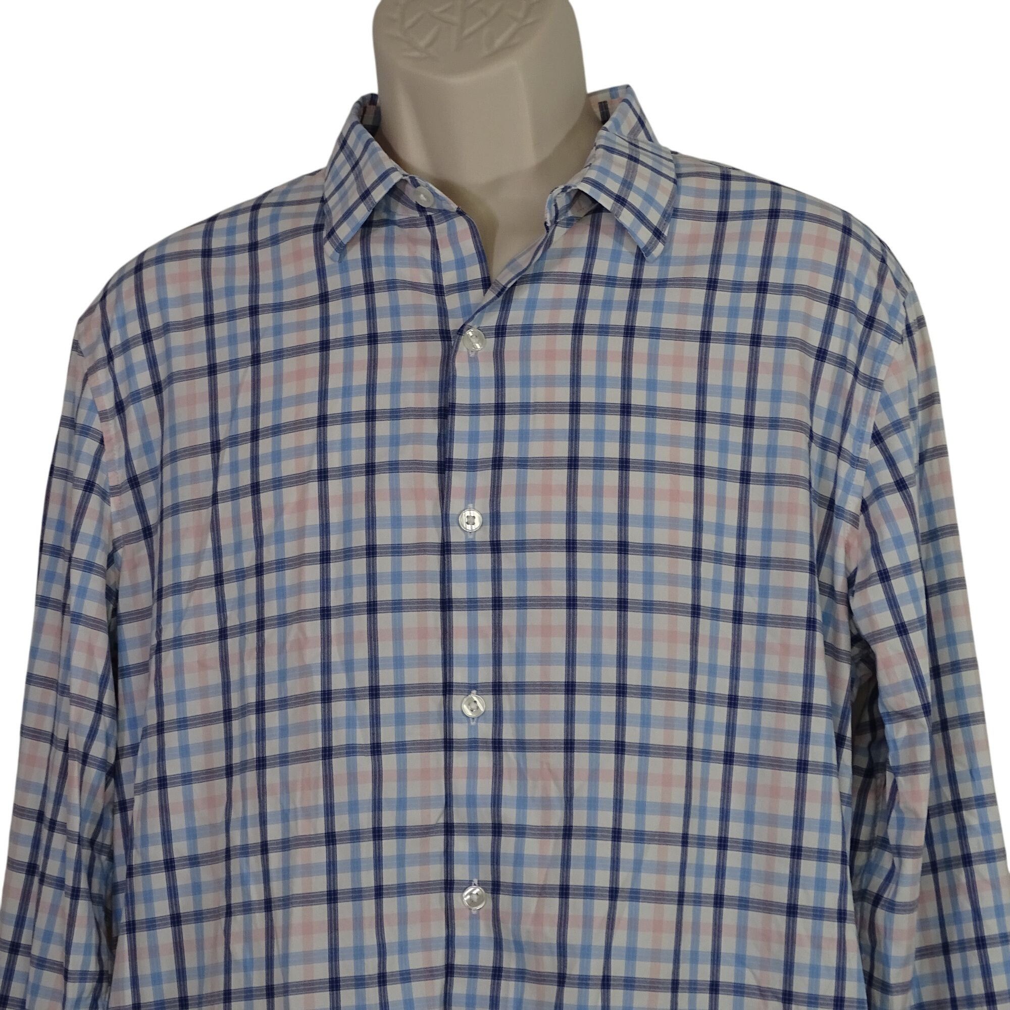 Bonobos Bonobos Slim Fit Long Sleeve Blue Pink Plaid Button Up Shirt Size US L / EU 52-54 / 3 - 2 Thumbnail