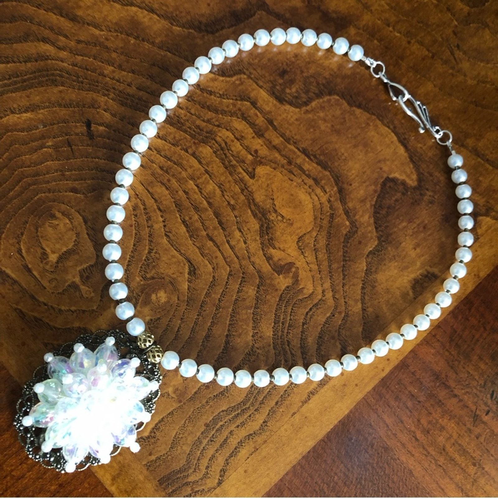 Handmade Handcrafted repurpose filigree pearl cluster Pearl necklace Size ONE SIZE - 9 Thumbnail
