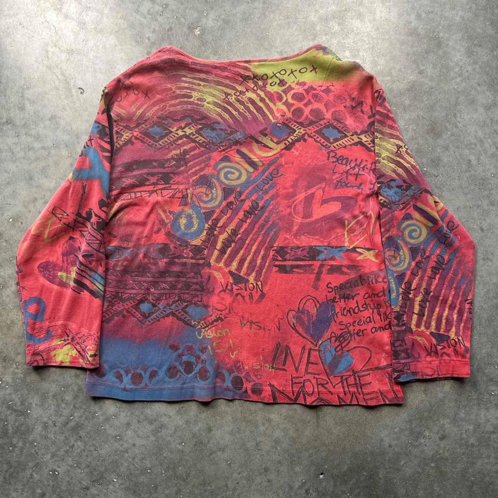 Chicos Womens Vintage Chico's Y2K Graphic Wide Long Sleeve V-Neck Size S / US 4 / IT 40 - 2 Thumbnail