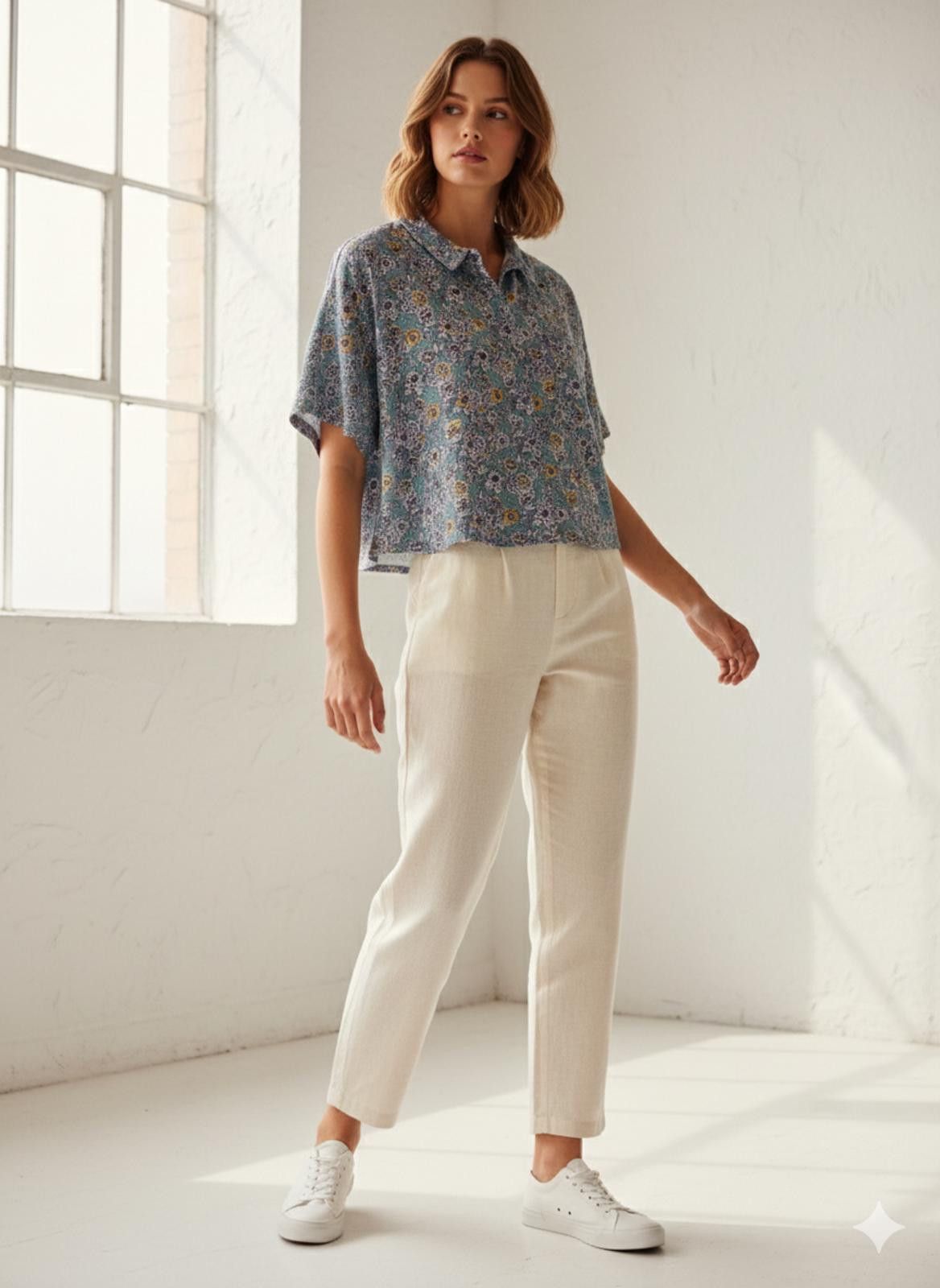 Asos ASOS Africa Women's Floral Shirt UK 12 Boxy Cropped Preowned Size M / US 6-8 / IT 42-44 - 1 Thumbnail