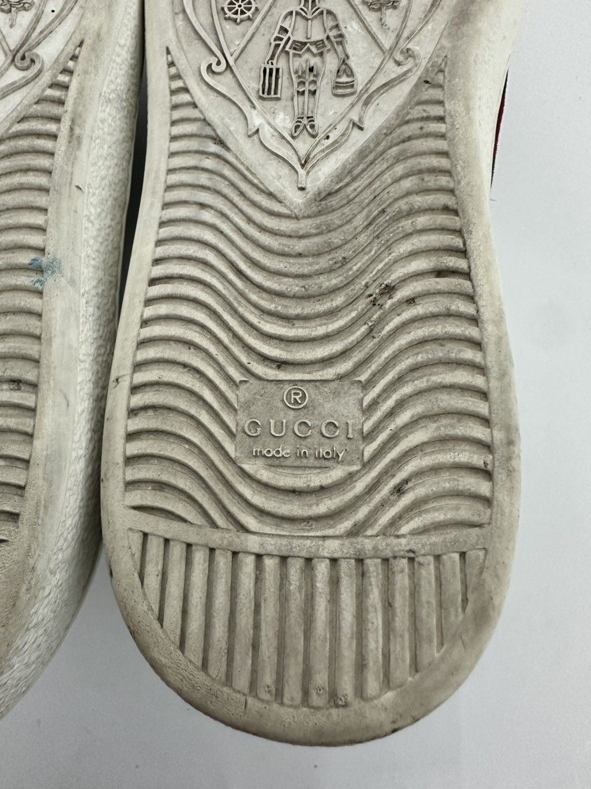 Gucci Gucci White Leather Ace Web Detail Lace Up Sneakers Size US 15 / EU 48 - 7 Thumbnail