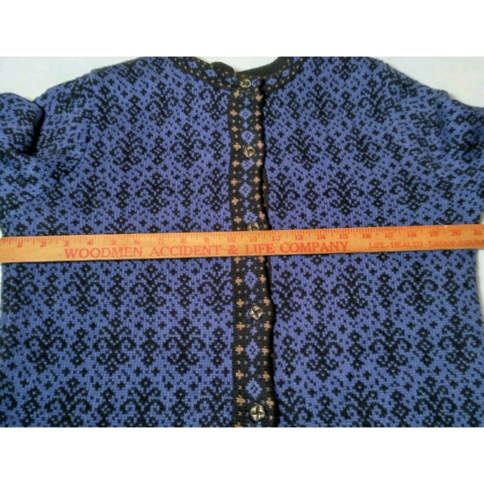 Vintage VINTAGE Nomadic Traders Cardigan Sweater Women L Blue Fleur De Lis Nordic Button Up Cardigan Womens Large Size L / US 10 / IT 46 - 4 Thumbnail