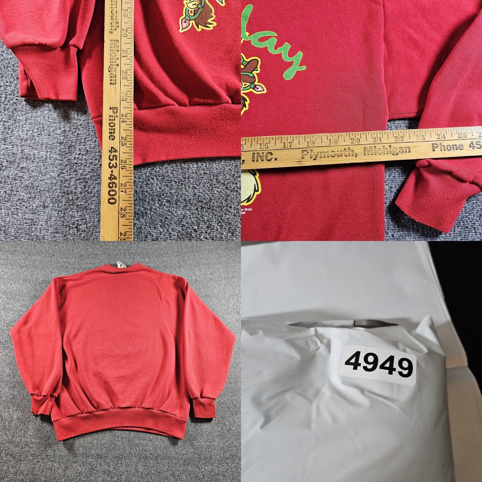 Vintage VINTAGE Signal Artwear Sweatshirt Wile E. Coyote Graphic Print Red 90s Christmas Mens Large L Pullover Fleece Holiday Pattern Size US L / EU 52-54 / 3 - 8 Thumbnail