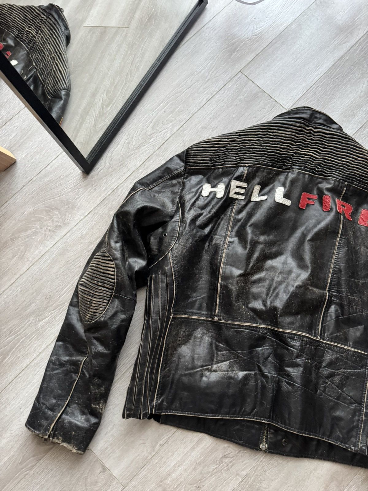 Vintage Vintage Hell Fire Moto Racing Leather Jacket Size US XL / EU 56 / 4 - 9 Thumbnail