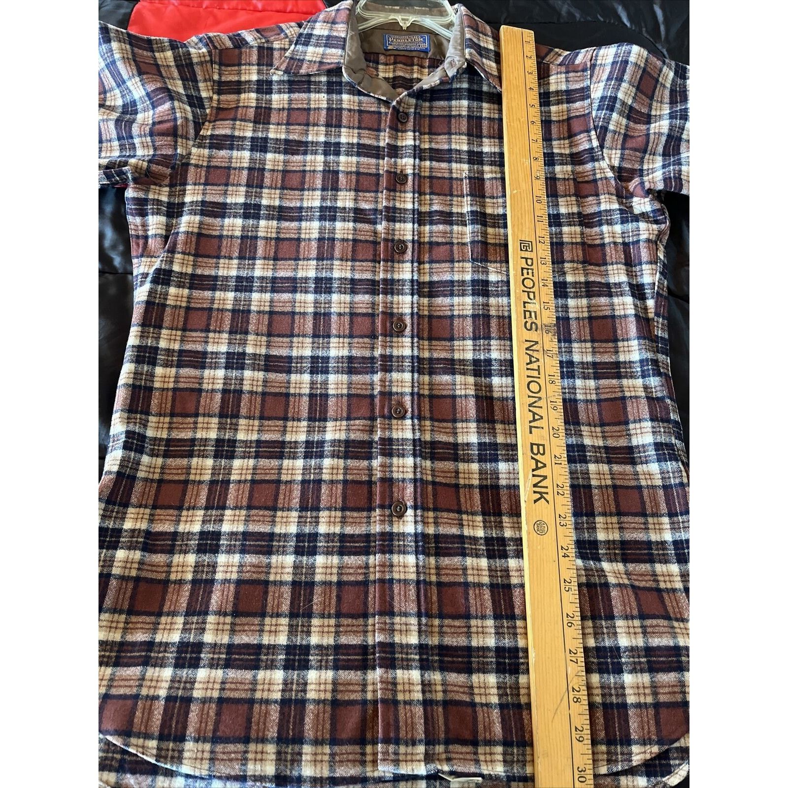 Pendleton Pendleton Mens M Brown Plaid LS Button Up Wool flannel Shirt Size US M / EU 48-50 / 2 - 17 Thumbnail