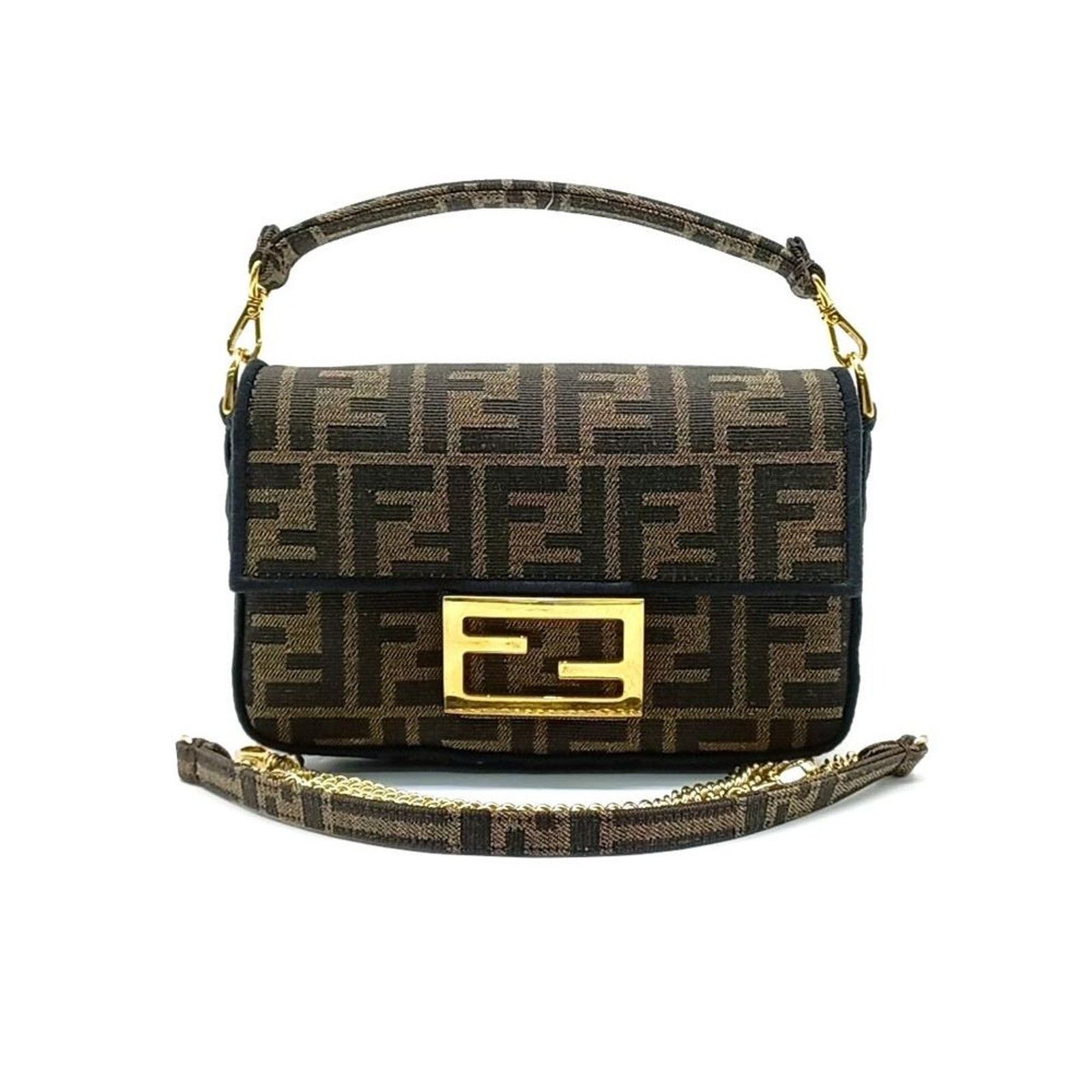 Fendi Zucca Baguette Bag Mini (7300353) in Brown, Women's