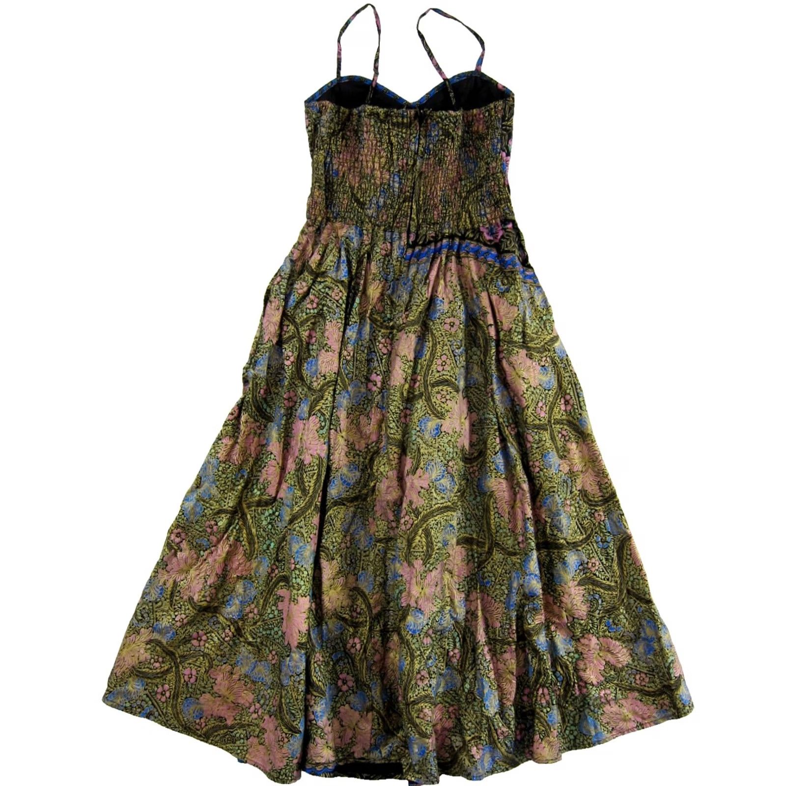 Pinko VTG Yazdi Indonesia Seattle Black Gold Pink Floral Sweetheart Midi Dress M Size M / US 6-8 / IT 42-44 - 2 Thumbnail