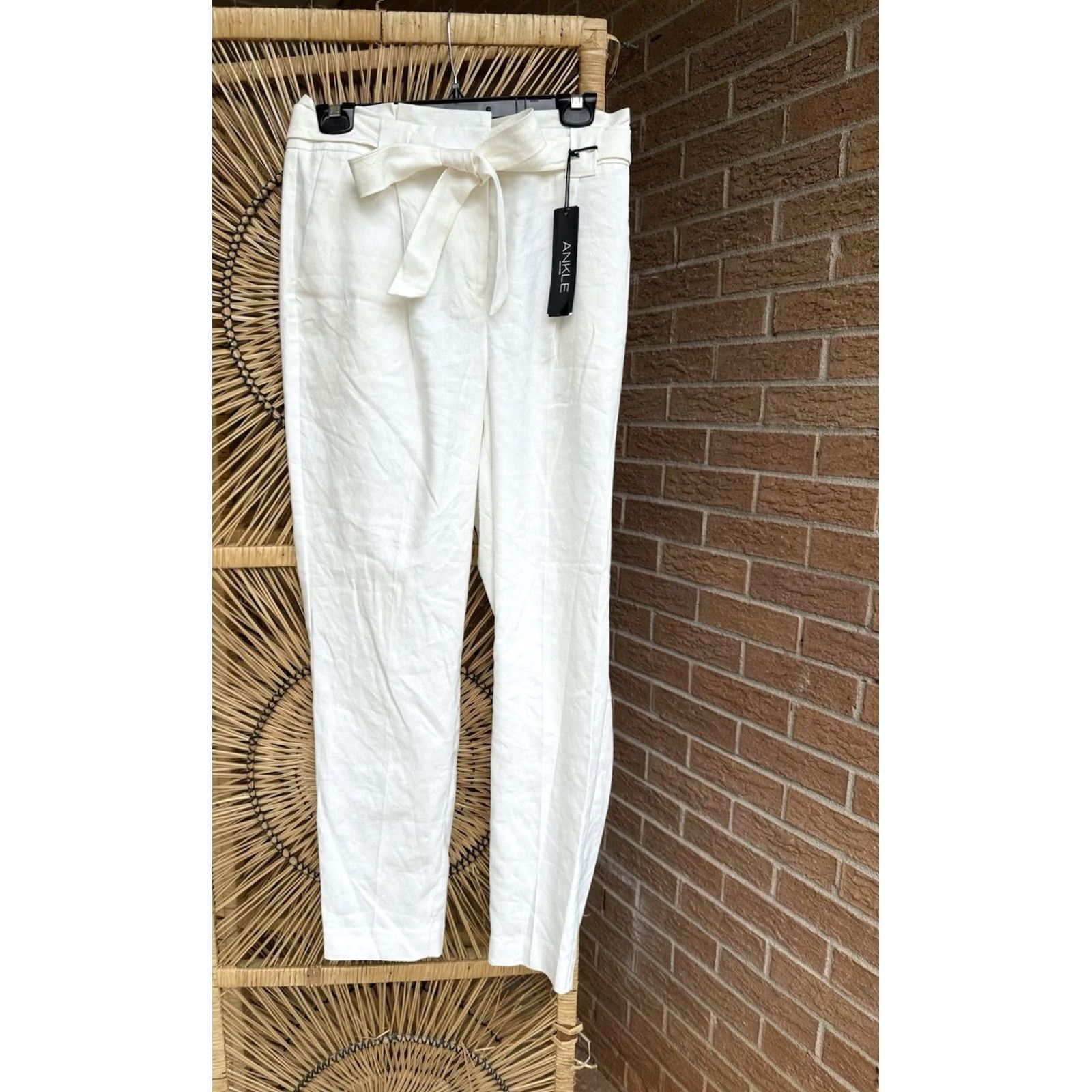 Express VINTAGE? (No) Express Women’s Pants Ankle High Rise Linen Blend 8 White 8R New With Tags Womens Size 30" / US 8 / IT 44 - 6 Thumbnail
