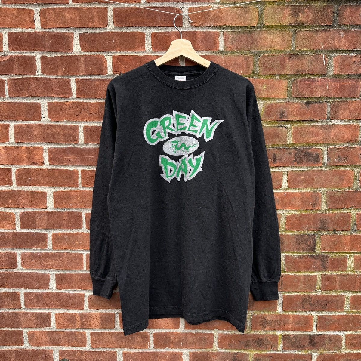 image of Band Tees x Vintage Green Day Dookie Euro Tour Boot Long Sleeve T-Shirt in Black, Men's (Size Large