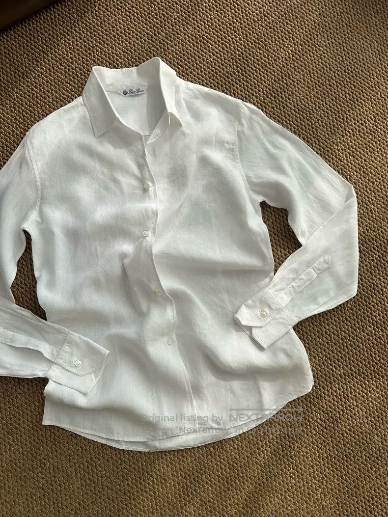 Loro Piana Loro Piana Linen Solid Mother-of-Pearl Button Shirt, White Size S / US 4 / IT 40 - 1 Thumbnail