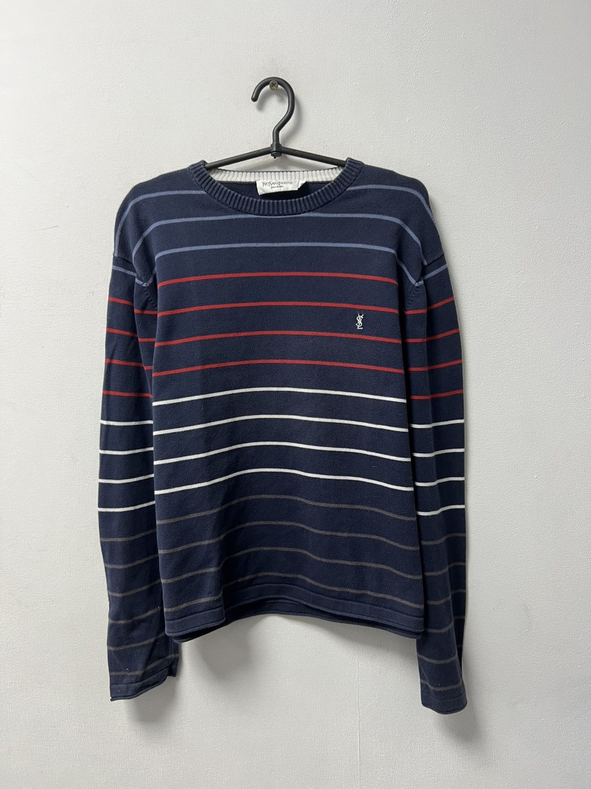 Yves Saint Laurent Vintage YSL Yves Saint Laurent Stripped Sweatshirt Size US M / EU 48-50 / 2 - 1 Thumbnail