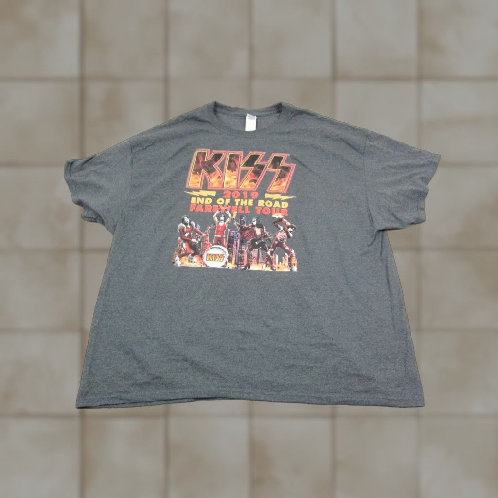 Gildan KISS Shirt Mens 3XL Gray 2019 End of the Road Farewell Tour Concert Y2k T-Shirt Logo Gildan Cotton Short Sleeve Crew Neck Regular Vintage: No Size US XXL / EU 58 / 5 - 1 Thumbnail