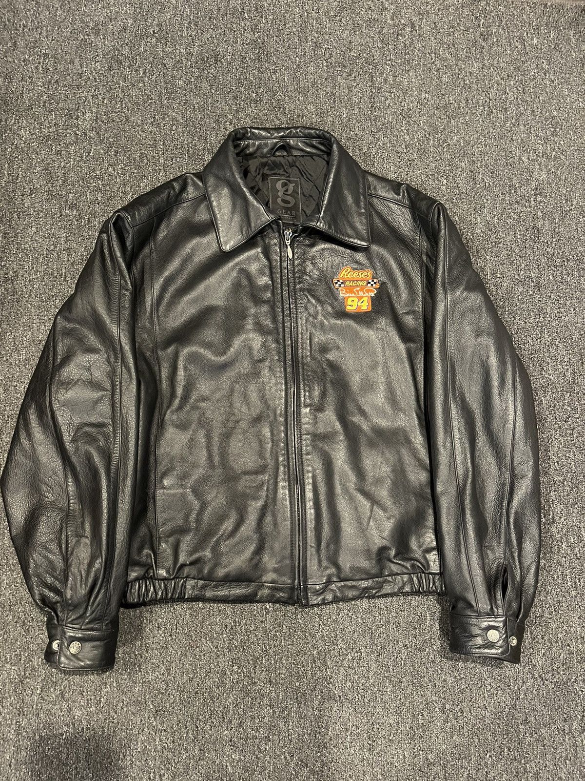 image of Genuine Leather Gear For Sports Leather Jacket in Black, Men's (Size Large)