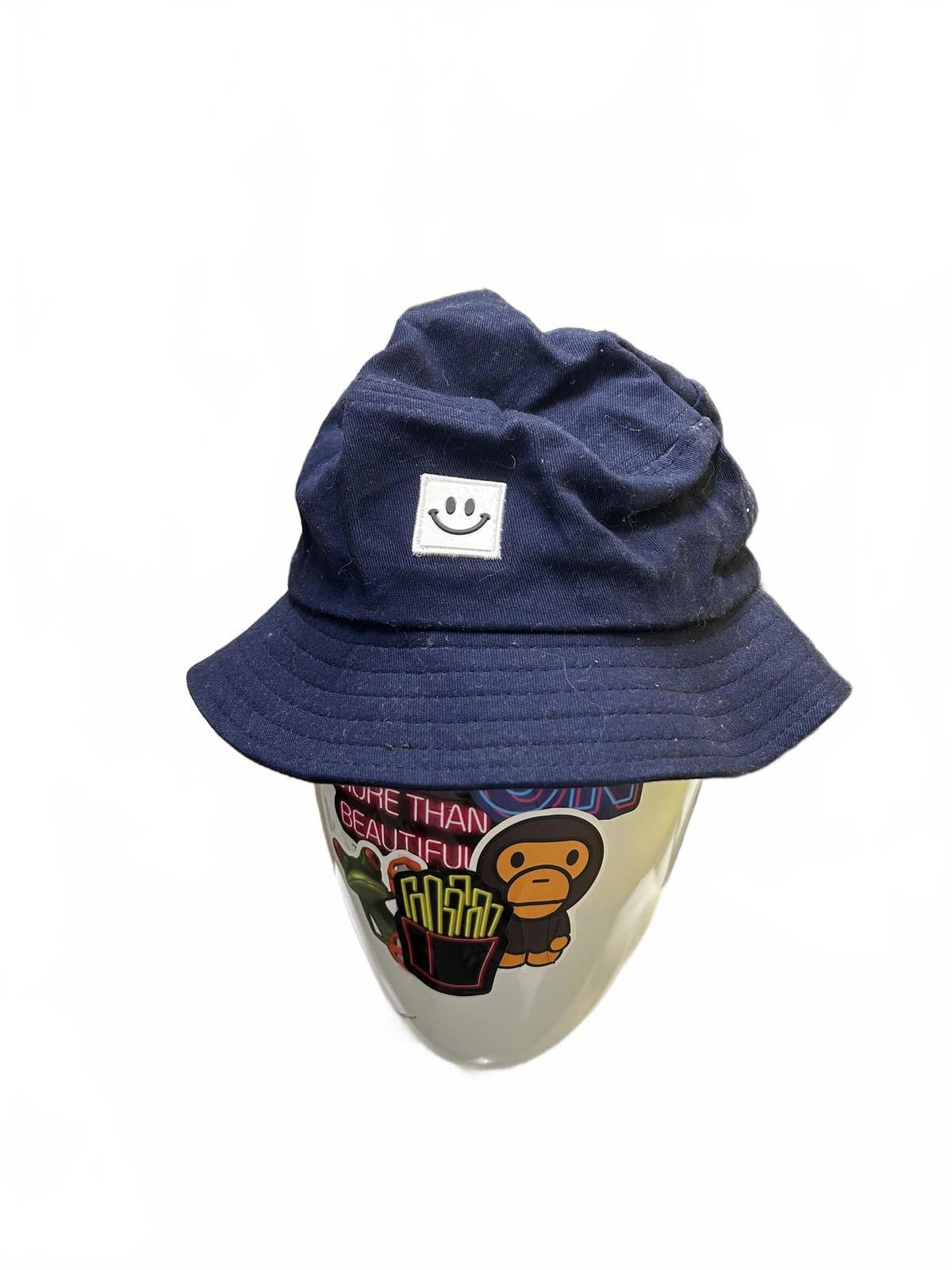 Unknown London Stylish Navy Bucket Hat with Smile Patch Size ONE SIZE - 2 Thumbnail