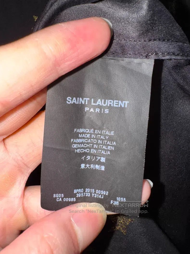 Saint Laurent Paris Saint Laurent Paris Satin Mulberry Silk Black and Gold烫 Go Size XS / US 0-2 / IT 36-38 - 6 Thumbnail