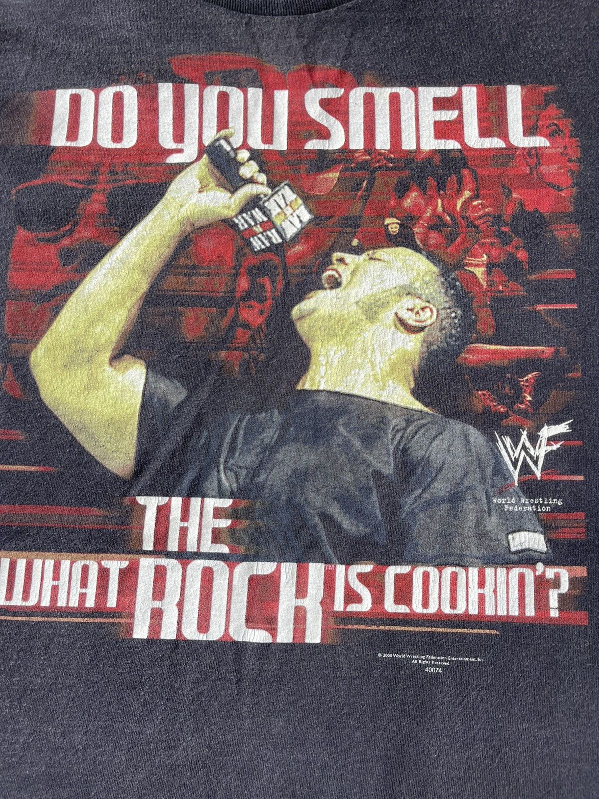 WWF Vintage 00's WWF The Rock "What The Rock Is Cookin' Tee Size US XL / EU 56 / 4 - 10 Thumbnail