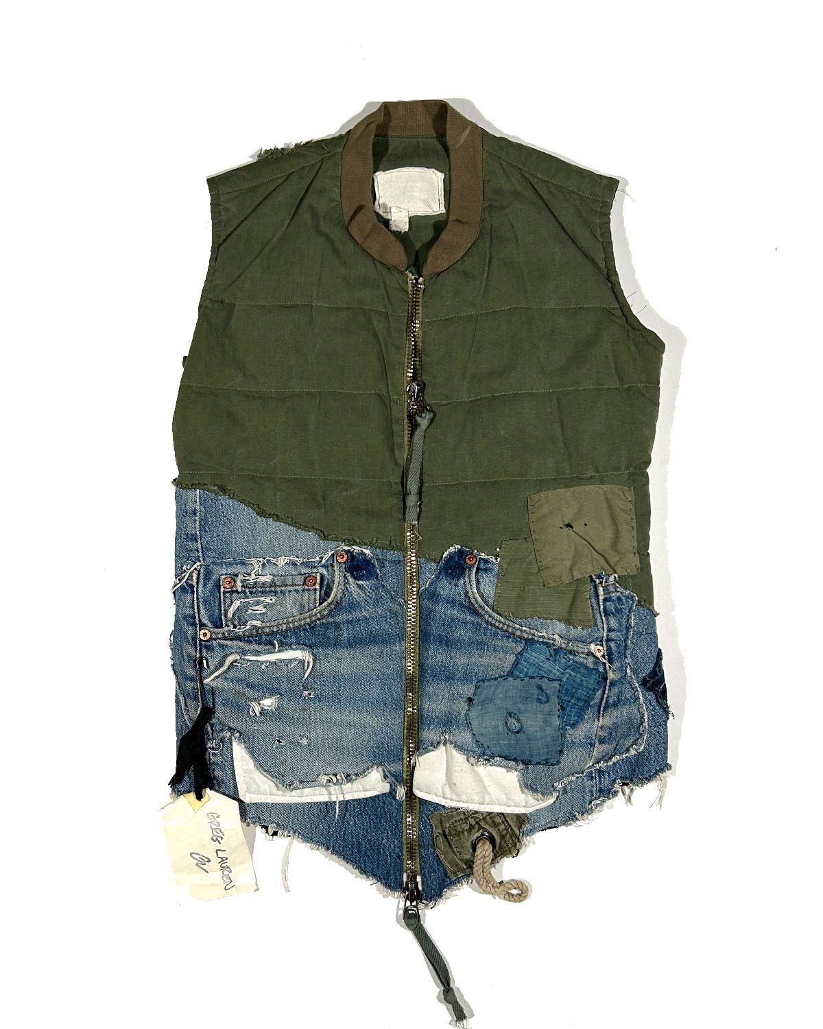 Greg Lauren GREG LAUREN WOMEN'S ARMY / DENIM SPLIT VEST Size S / US 4 / IT 40 - 1 Thumbnail