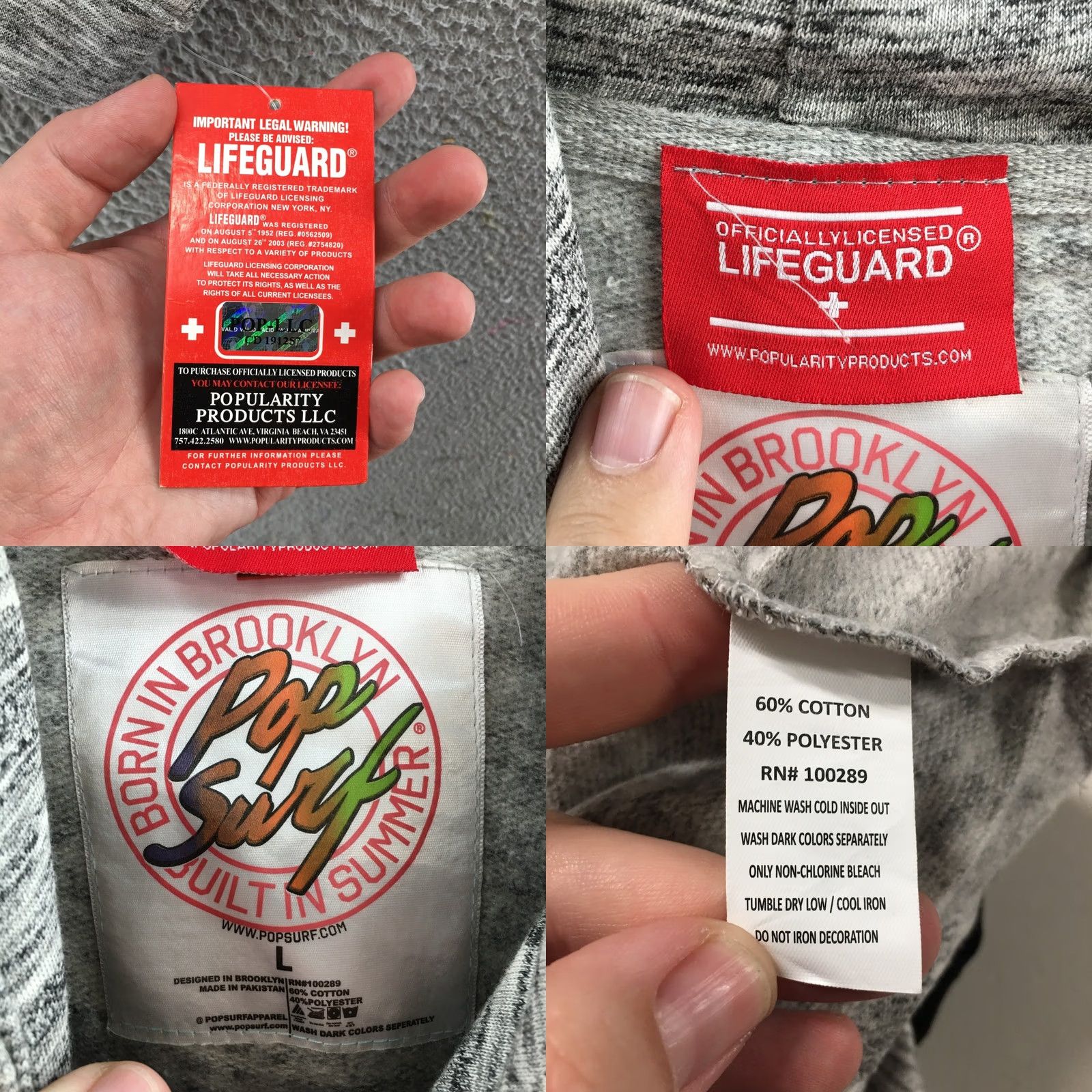 Vintage Lifeguard Hoodie Womens Large Gray Heather Cropped Pullover Graphic Pop Surf Shirt Size L / US 10 / IT 46 - 9 Thumbnail