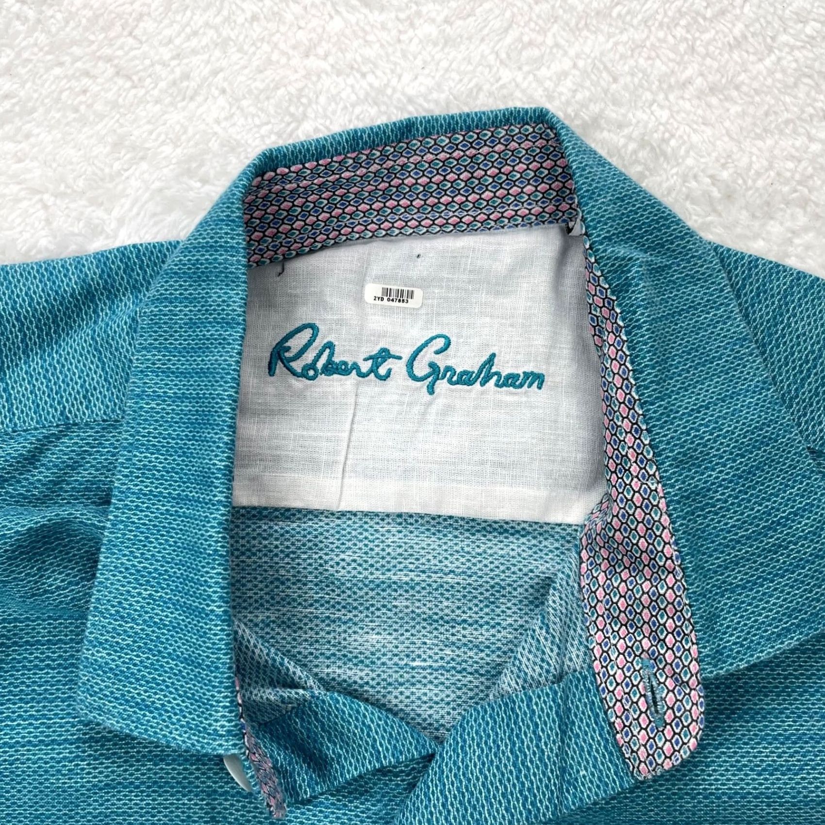 Robert Graham Robert Graham Shirt Mens Large Blue Linen Blend Classic Fit Brixton Button-Up Size US L / EU 52-54 / 3 - 5 Thumbnail