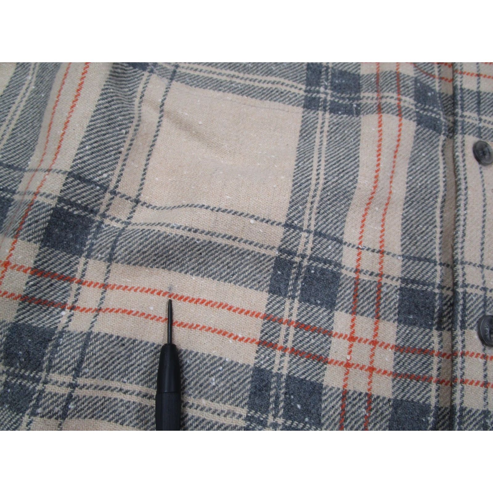 Levis Shirt Mens Large Beige Gray Orange Plaid Wool Blend Button Front Flannel