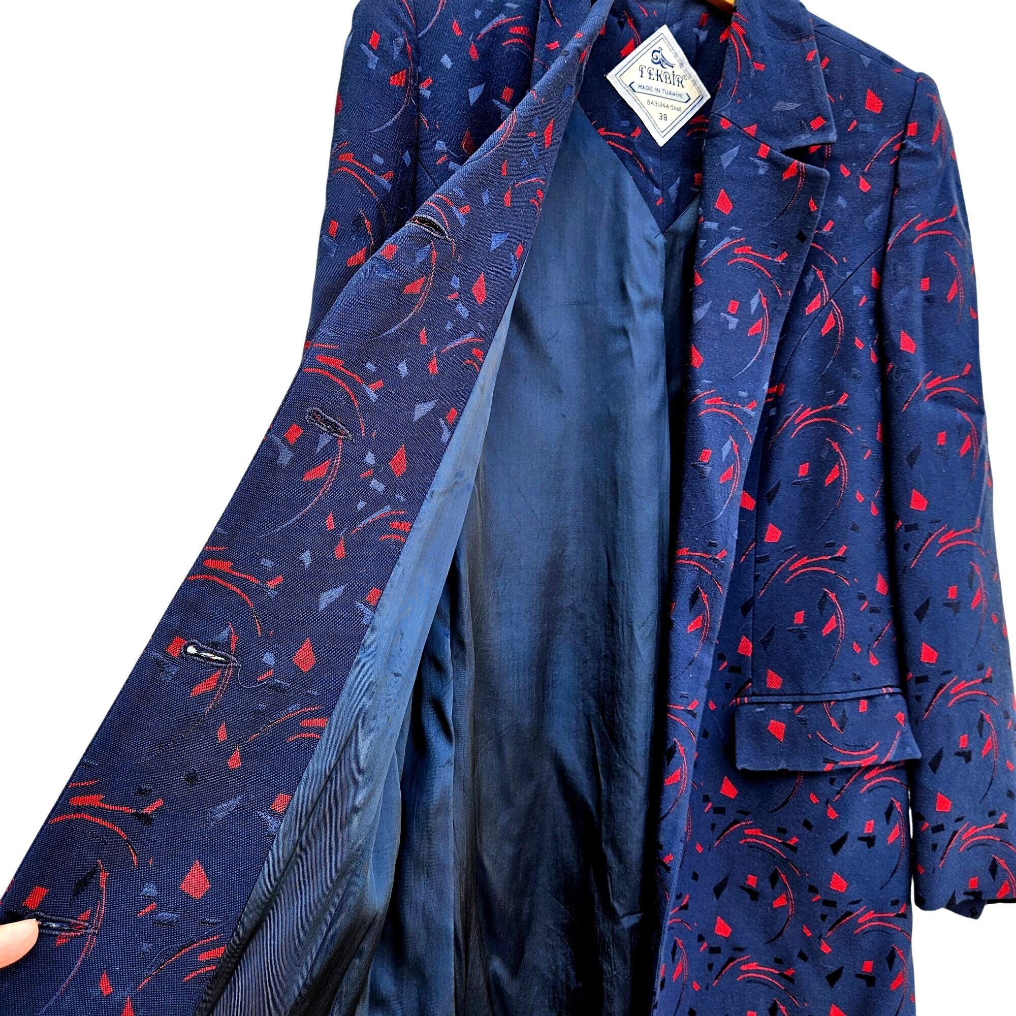 Vintage Vintage Turkish Tekbir Modest Coat 80s/90s Navy Red Woven Ja Size M / US 6-8 / IT 42-44 - 5 Thumbnail