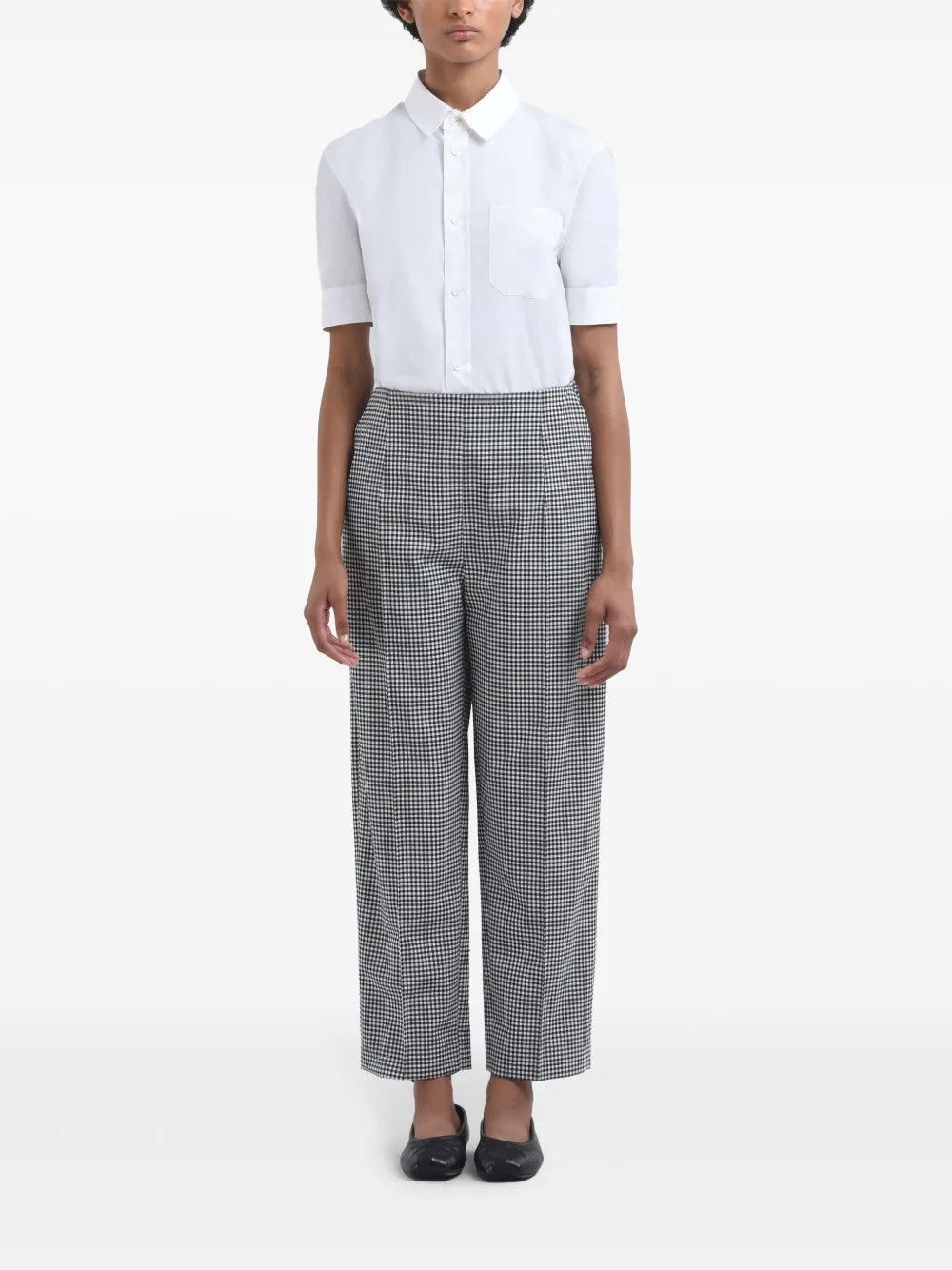 Marni o1w1db10426 Gingham-Patterned Trousers in White/Black Size 27" / US 4 / IT 40 - 2 Thumbnail