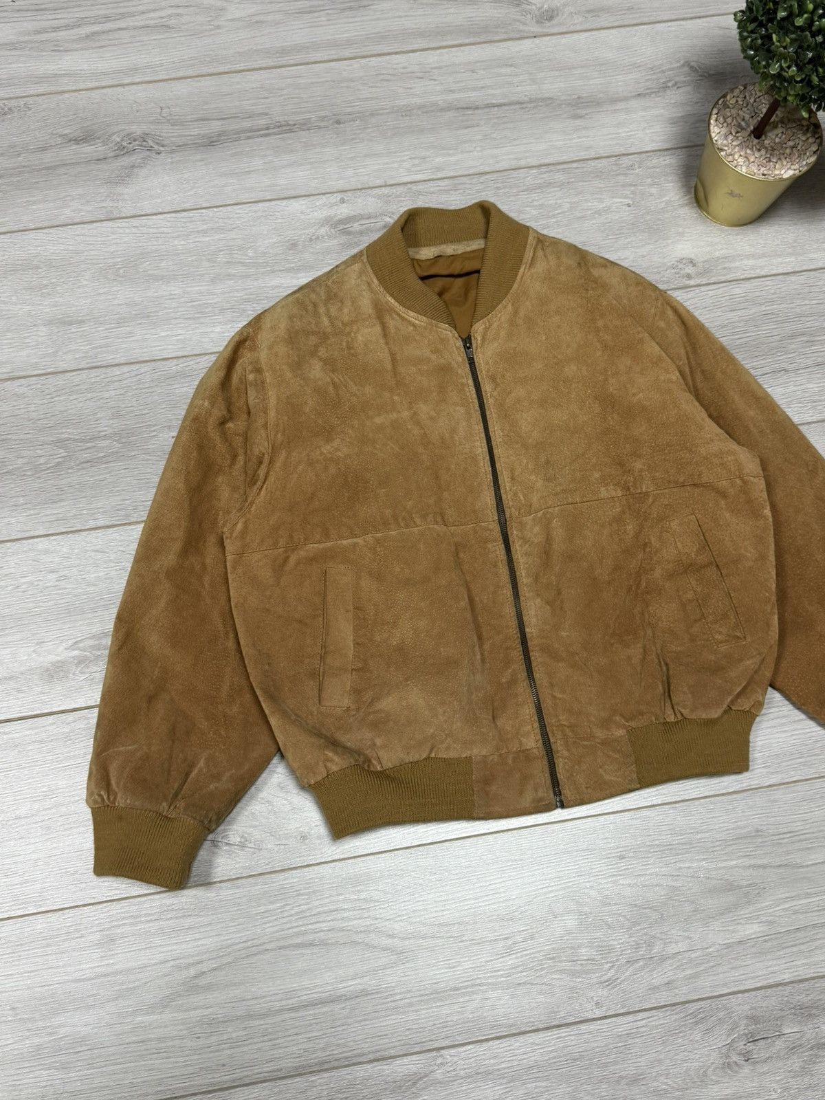 Genuine Leather Leather suede bomber jacket zip vintage Size US M / EU 48-50 / 2 - 2 Thumbnail