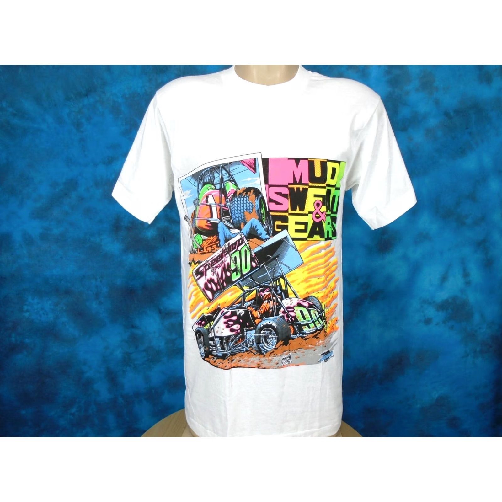 Fruit Of The Loom VINTAGE 80s SPRINT CAR RACING T-Shirt S/M MUD SWEAT GEARS single stitch cartoon Fruit of the Loom Cotton Men Size US S / EU 44-46 / 1 - 3 Thumbnail