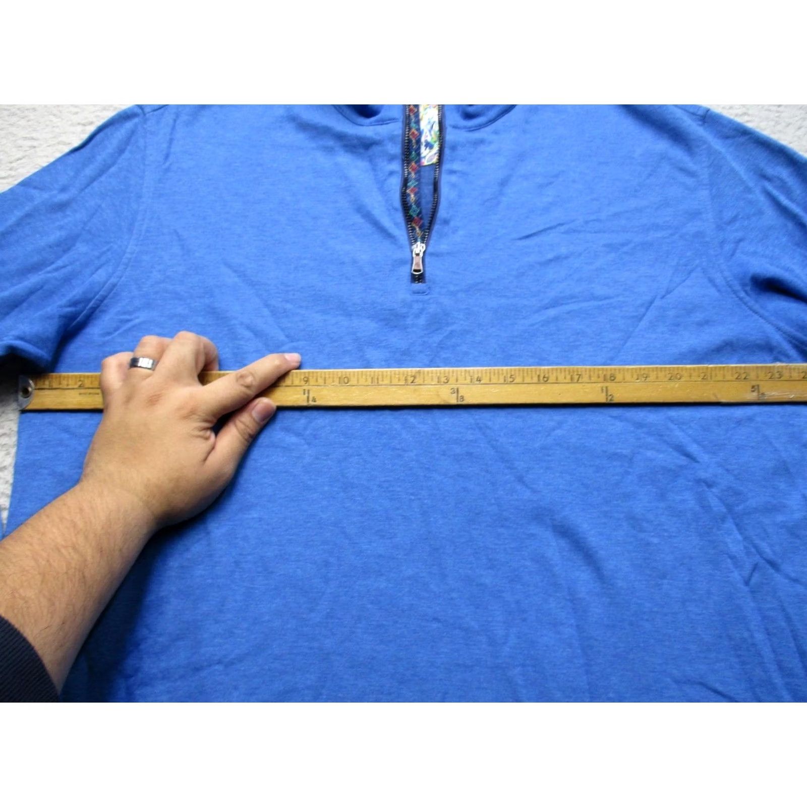 Robert Graham Robert Graham Sweater Mens XL Blue Classic Fit Quarter Zip Pullover Cotton Size US XL / EU 56 / 4 - 4 Thumbnail