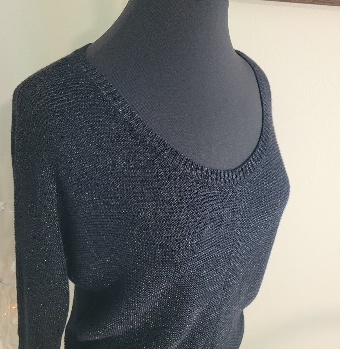 Vintage Iris Singer Black Metallic Dolman Sweater Small Retro Goth Size S / US 4 / IT 40 - 1 Thumbnail
