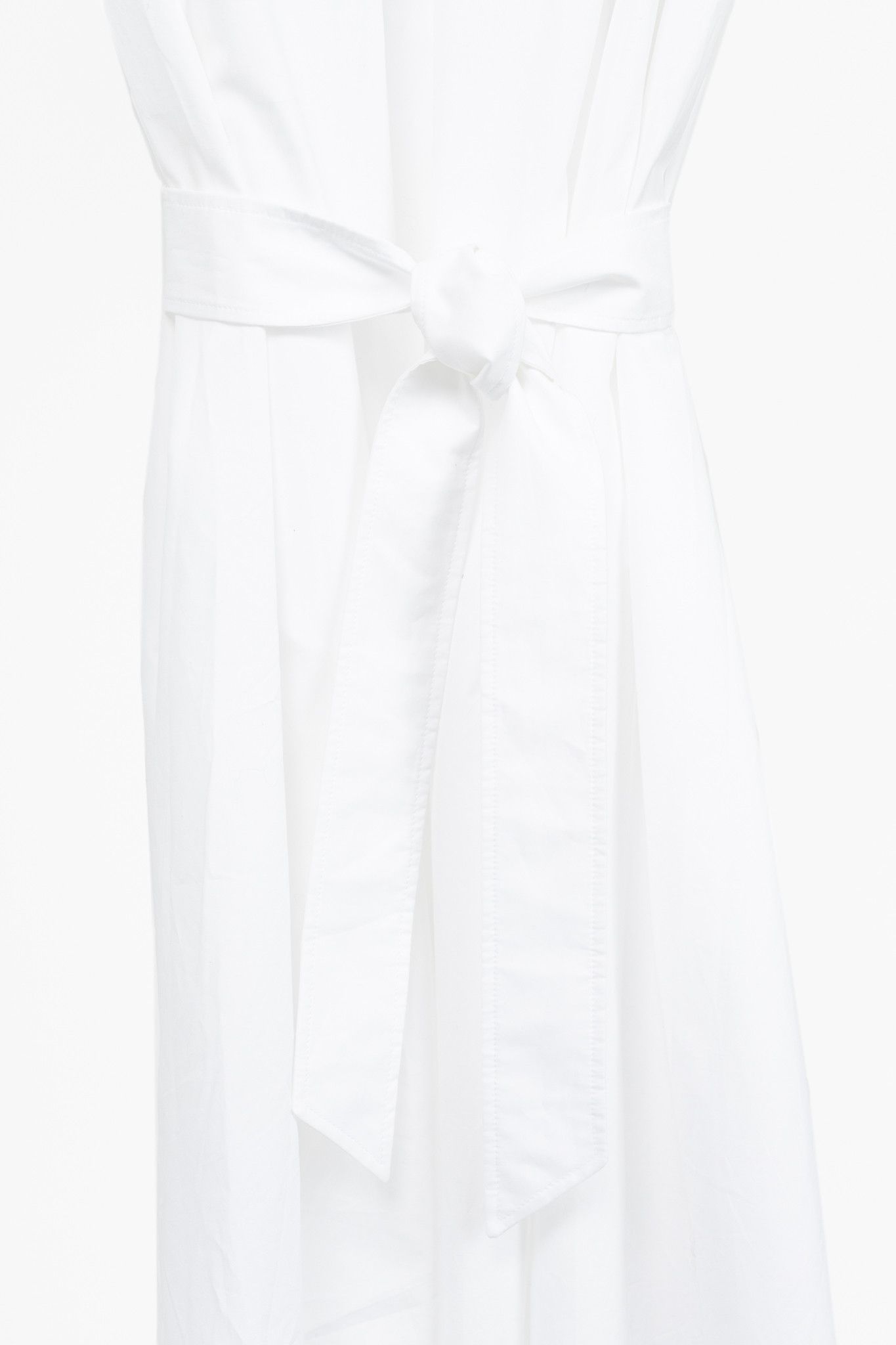 Max Mara Max Mara SS25 White Cotton-Poplin Belted Midi Dress Size M / US 6-8 / IT 42-44 - 7 Thumbnail