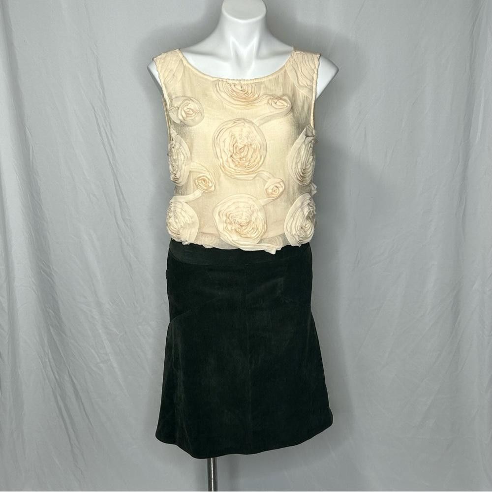 Designer NWT Chelsea & Theodore Dark Olive Corduroy A-Line Skirt, 8 Size 30" / US 8 / IT 44 - 2 Thumbnail